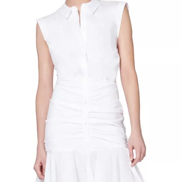 NIB$478 Veronica Beard Bell Stretch-Cotton Bottom Ruched Shirt Dress 0 XS - Picture 16 of 16